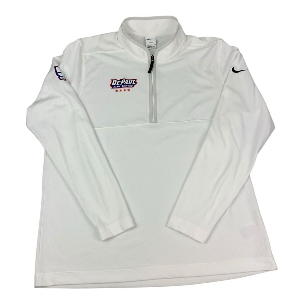 DePaul Blue Demons Nike 1/4 Zip Pullover Top White 50 Years Basketball Men’s XL